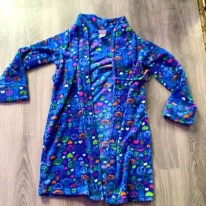 Blue pink smiley bath robe with no robe string
